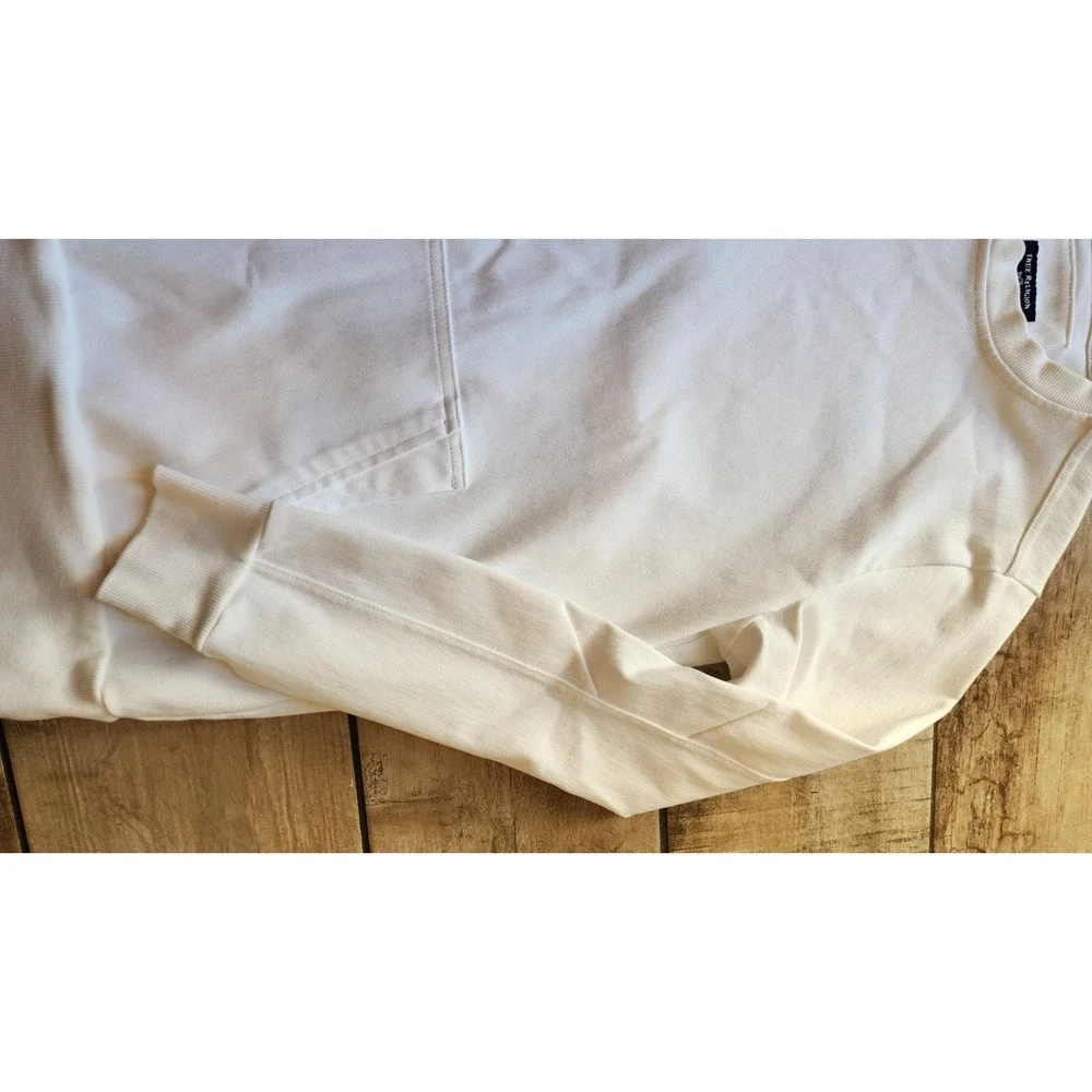 True Religion Men's White Pullover Sweatshirt with Pockets Size S
